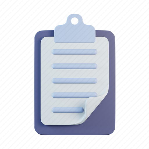 Clipboard, docuement, paper, stationery, document, sheet 3D illustration - Download on Iconfinder
