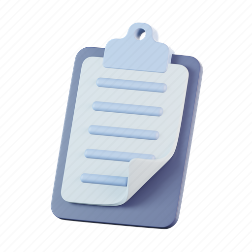 Clipboard, document, paper, sheet, business, file 3D illustration - Download on Iconfinder