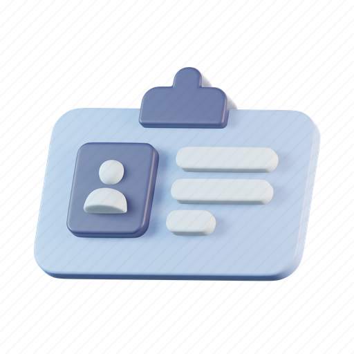 Id, card, identity, identification, profile, account 3D illustration - Download on Iconfinder