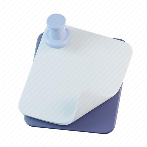 Sticky notes, thumbtack, pushpin, attach, pin, memo 3D illustration - Download on Iconfinder