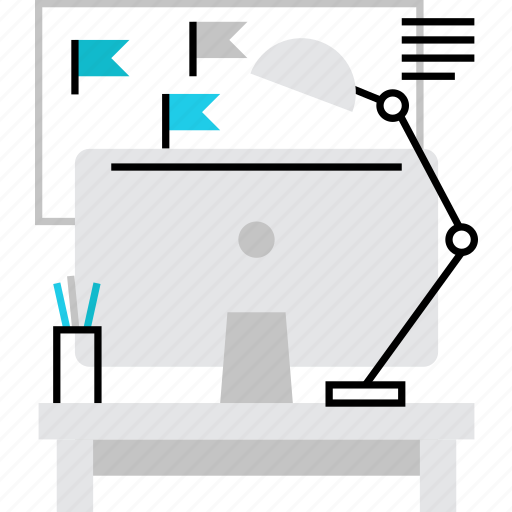 Desk, desktop, interior, office, place, space, work icon - Download on Iconfinder