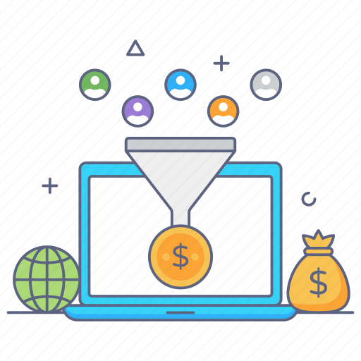 Funnel marketing, data funnel, data filtration, conversion marketing, money filtration icon - Download on Iconfinder