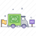 media van, ads transport, advertising van, ads truck, transport