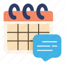 calendar, schedule, event, appointment, clock, chat