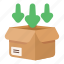arrow, box, order, ship, package 