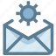 electronic mail, email, gear, letter, mail settings, send 