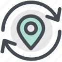 find, location, marker, pin, refresh location, search