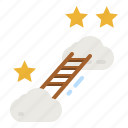 promoted, ladder, star, cloud, success