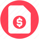 business, document, dollar, file, money, page, sign
