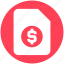 business, document, dollar, file, money, page, sign 