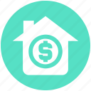 cash, dollar sign, home, house, online, property, property value
