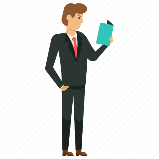 Business studies, businessman reading, businessman reading book, businessman reading notes, businessman reading report illustration - Download on Iconfinder