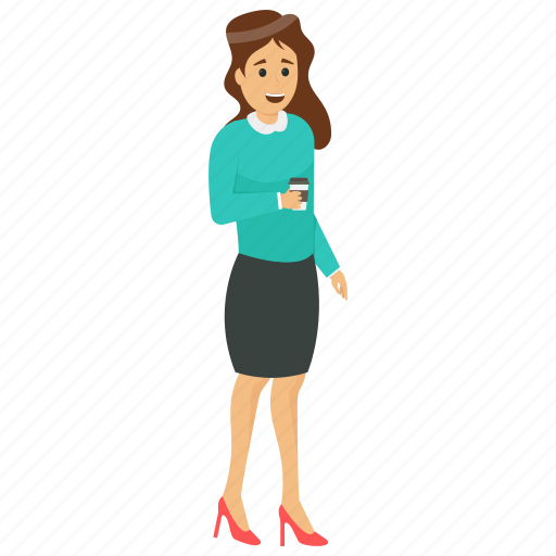 Business girl with coffee, business woman with coffee, female business avatar, stylish business woman, young business character illustration - Download on Iconfinder