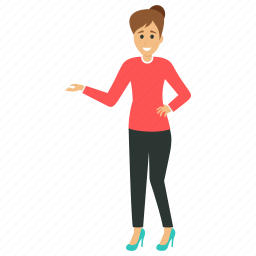 Business character, business woman, female manager, giving instructions, manager giving instructions illustration - Download on Iconfinder