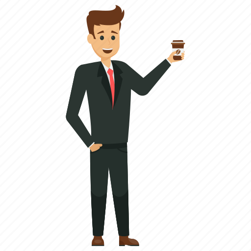 Business person with coffee, businessman with coffee, male business avatar, stylish businessman, young business character illustration - Download on Iconfinder