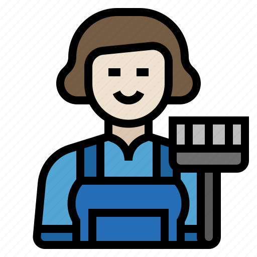 Cleaner, housekeeping, janitor, maid, servant, housekeeping maid icon - Download on Iconfinder