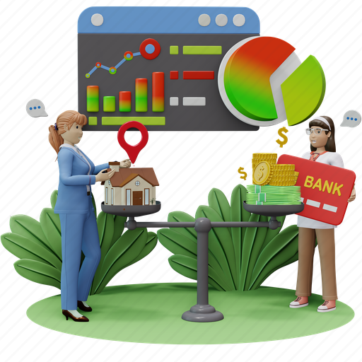 Property analysis, market analysis, house-analysis, analytics, real-estate, property, home 3D illustration - Download on Iconfinder