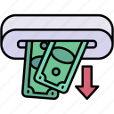 withdraw, removal, exit, reclaim, takeout, cash