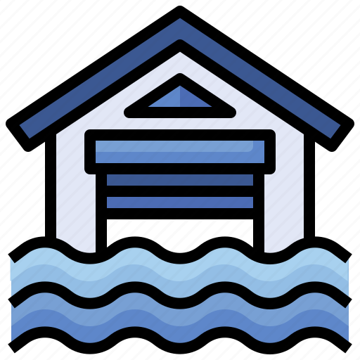 Flood, climate, change, flooded, house, natural, disaster icon - Download on Iconfinder