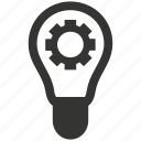 creative, gear, idea, light bulb