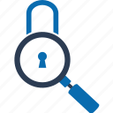 lock search, find, glass, lock, magnifier, search, secure