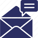 chat bubble, envelope, mail, message, open envelope