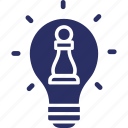 bulb, chess pawn, idea, planning, strategic thinking