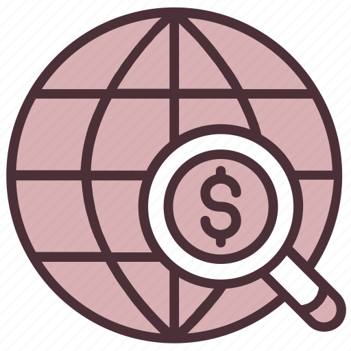 Find, funding, global, investment, magnifier, search, worldwide icon - Download on Iconfinder