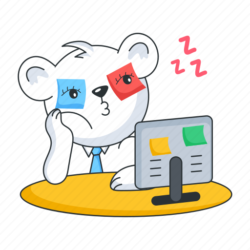 Job fatigue, fatigue bear, feeling tired, working bear, tired employee icon - Download on Iconfinder