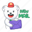 new mail, new email, email envelope, working bear, bear character 