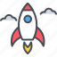 business startup, company, launch, rocket, space, start icon 