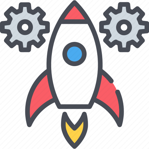Development process, project development, project management, project marketing, rocket gear icon icon - Download on Iconfinder