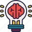 idea, brain, innovation, solution, bulb 