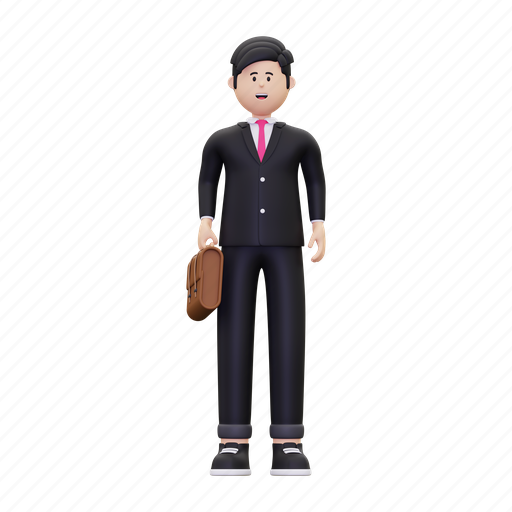 Businessman, manager, business, office, employee, briefcase, suitcase 3D illustration - Download on Iconfinder