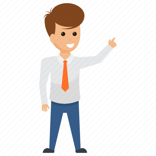 Businessman finger pointing, demonstrating, employer directing, guiding staff., presenting icon - Download on Iconfinder
