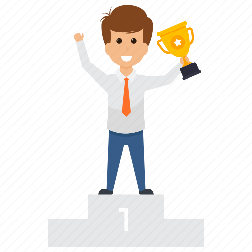 Achieved success, employer trophy, gain goal, gained award, successful businessman icon - Download on Iconfinder