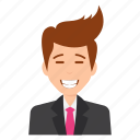 business character, businessman laughing, cheerful face, happiness expressions, manager smiling