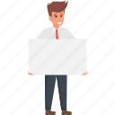 advertisement, businessman advertising, demonstrating, manager holding blank sign board, signboard copyspace