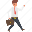 businessman running, competition, in a hurry, reach the target, running with briefcase 