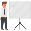 businessman with whiteboard, businessperson, consultant, instructor, presentation 