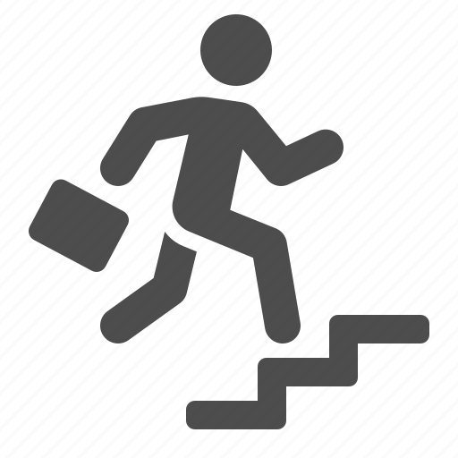 Briefcase, business, businessman, climbing, man, running, stairs icon - Download on Iconfinder