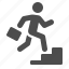 briefcase, business, businessman, climbing, man, running, stairs 