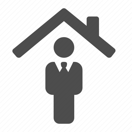 Businessman, home, house, indoor, man, real estate, roof icon - Download on Iconfinder