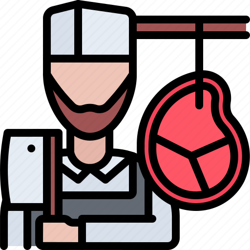 Knife, cleaver, man, meat, butcher, food, shop icon - Download on Iconfinder