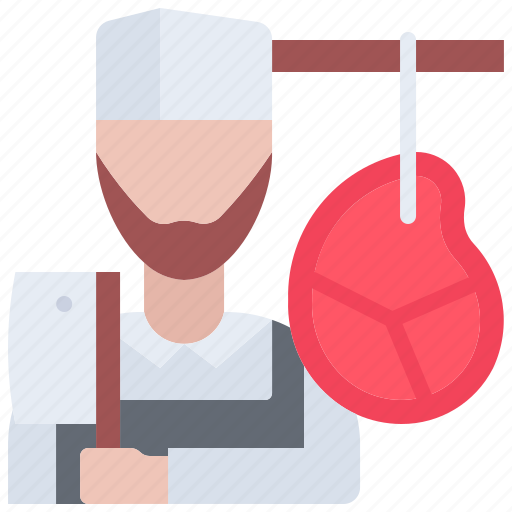 Knife, cleaver, man, meat, butcher, food, shop icon - Download on Iconfinder