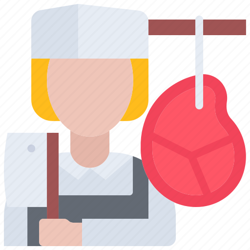 Knife, cleaver, woman, meat, butcher, food, shop icon - Download on Iconfinder