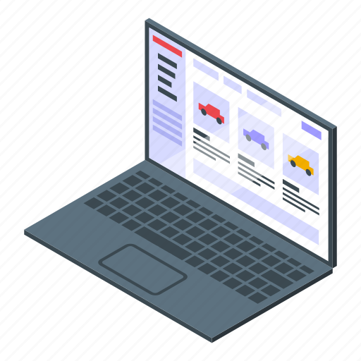 Laptop, car, buying, isometric icon - Download on Iconfinder