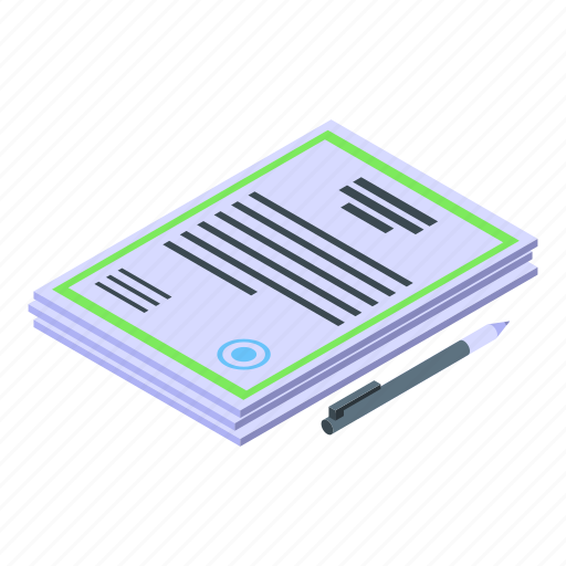 Car, buying, documents, isometric icon - Download on Iconfinder