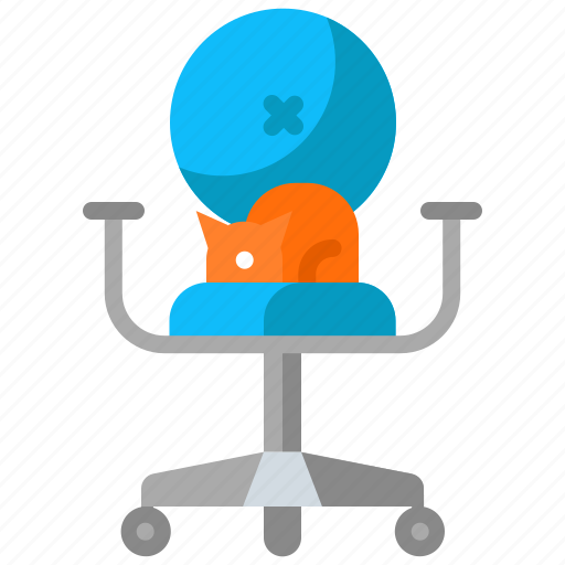 Cat, chair, home office, pet, work from home, working chair icon - Download on Iconfinder