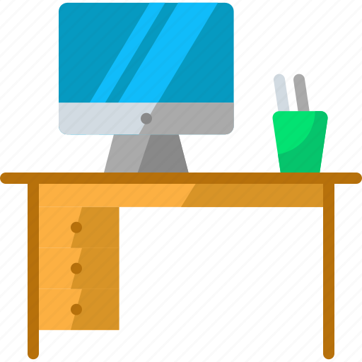 Cabinet, computer, desk, desk top, home office, work from home icon - Download on Iconfinder